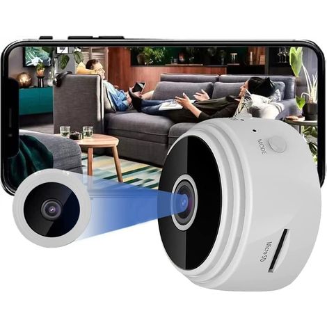 Caméra espion mini WiFi 1080P détection mouvement suivi 360° vision nocturne surveillance intérieur extérieur couleur blanche (1/5)