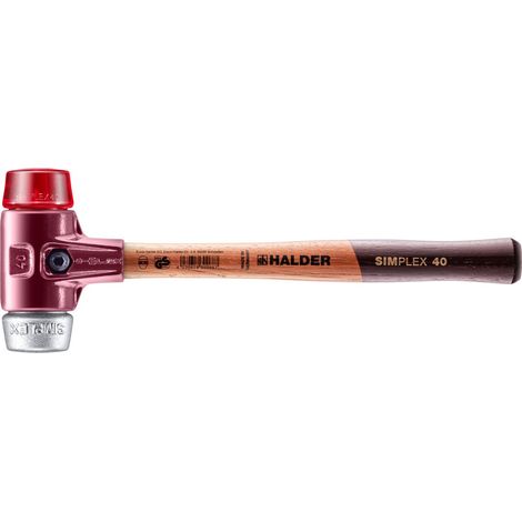 HALDER SIMPLEX Schonhammer Ø 40 mm Plastik rot / Weichmetall mit Tempergussgehäuse (1/5)
