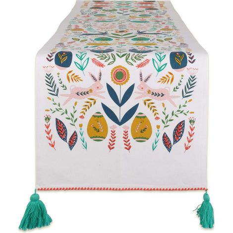 Chemin de table en coton Motif jardin de Pâques 14 x 108 cm (1/5)