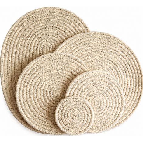 dessous-de-plat isolant kaki 30 cm en coton pour la maison