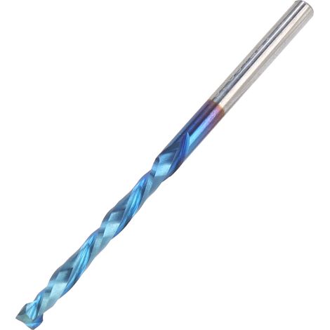 Fraise à défoncer 2 dents queue droite revêtement nano bleu, fraise CNC carbure 3,175x28x60mm, outil de coupe bois, fraise hélicoïdale pour défonceuse, usage professionnel. (1/5)