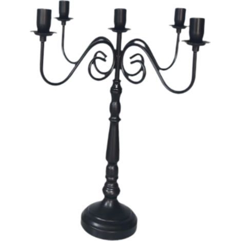 Porte-bougie décoratif bureau, centre table, chandelier pour cheminée, mariage, salle à manger, fête, décoration intérieure, Noir, 5 Têtes (1/5)
