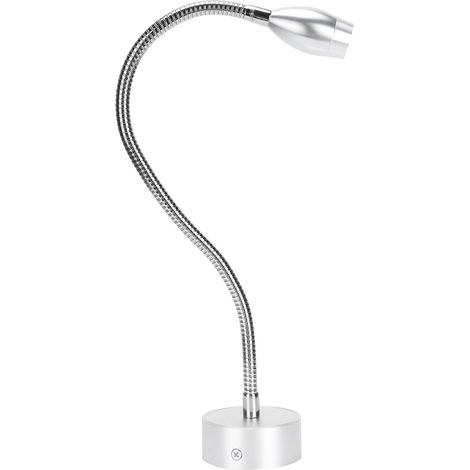 Lampe de Bureau Flexible en Alliage d'Aluminium, Lumière LED 6000K, Alimentation 110‑240V, Couleur Argent