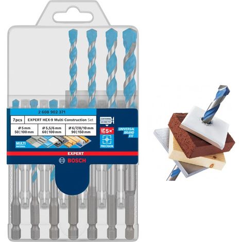 Bosch EXPERT 7 PC Multi-Construction CYL-9 Drill Bit Set Masonry Wood Drill 5-10 (1/5)