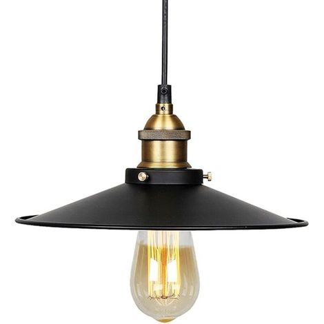 Suspension E27, design simple, style industriel vintage, abat-jour Edison, lampe suspendue noire pour bar, restaurant ou loft (Ø 26 cm)