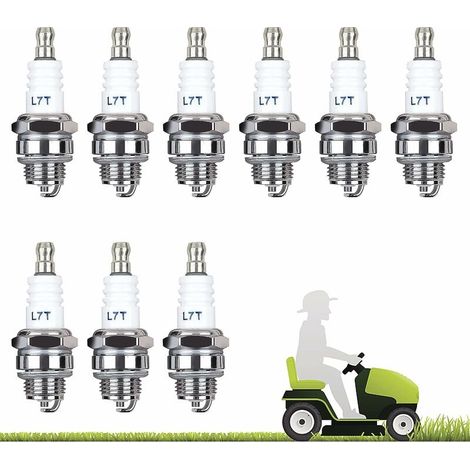 Lot de 10 Bougie D\'allumage L7T Bougie Tronconneuse Débroussailleuse Tondeuse pour Moteur à Deux Temps Taille Haie Débroussailleuse (1/5)