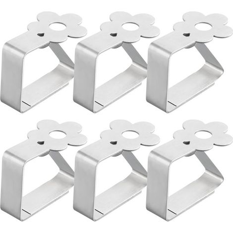 6 Pcs Pinces à Nappe en Acier Inoxydable Attache Nappe de Table Exterieur Nappe Clips Anti-Glissant Accroche Nappe Table Grande Epaisse Pince Nappe Ajustable pour la Maison de Mariage Partie (1/5)