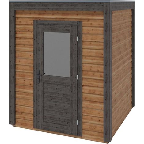 Abri de jardin en bois Luma 2.09x2.09m - 4.37m2 - Ep. 28mm - Traité (1/3)