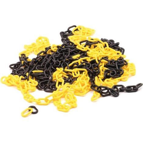Perel Catena barriera giallo nero 10 m, plastica, catena di sicurezza per interni ed esterni, catena di marcatura per cantiere, zona di parcheggio, magazzino, terreno o evento
