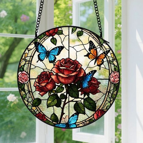 15cm Suspension décorative vitrale, décoration fenêtre artisanale, cadeau pour bijoutier et créateur (1/5)