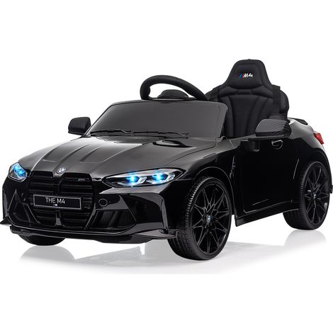 Voiture électrique Enfant B.M.W M4 12V avec télécommande 2.4Ghz, siège en Cuir avec et Roues en Gomme,1-4 Ans (Noir) (1/5)