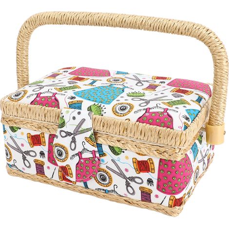 Nähkorb Stoff Großer Vintage Organizer Bastelwerkzeug-Zubehörset Aufbewahrungsbox Modell C (1/5)