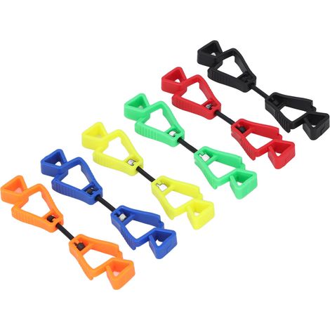 Lot de 6 pinces à gants légères en plastique, anti-perte, pour les travailleurs en extérieur (entretien, construction, nettoyage). (1/5)