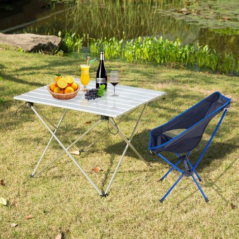 WOLTU Alu Campingtisch klappbar Falttisch mit Tragetasche, Aluminium Reisetisch, leichte Alu Tisch 56  46  40cm, tragbar für Camping Garten Balkon