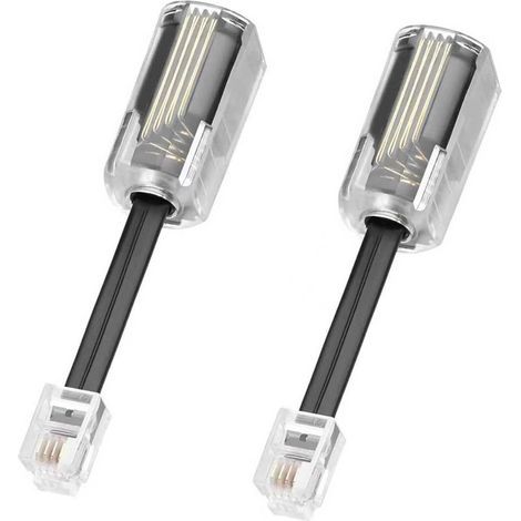 Lot de 2 Démêloirs pour Câble Téléphonique, Rotatifs à 360°, Transparents, RJ9 4P4C, Anti-Nœuds, pour Combiné Téléphonique de Bureau ou Fixe, Noir, 70 mm (1/5)