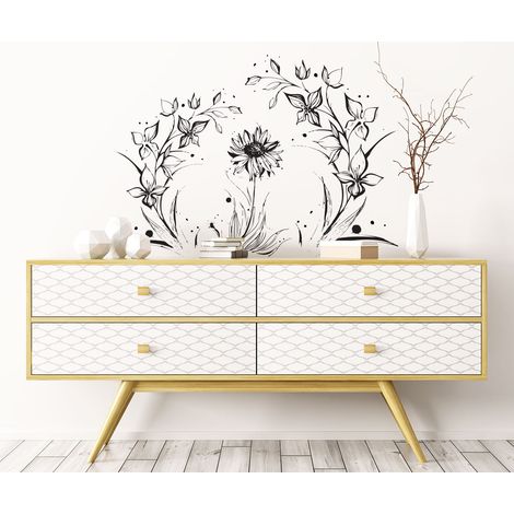 Stickers muraux Sticker Mural Autocollant - FLEURS ARTISTIQUES - adhésifs fond transparent - 40x55cm (1/5)
