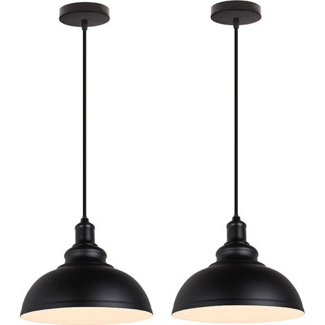– Suspension luminaire industrielle vintage E27 29cm – Abat-jour métal anti-corrosion – Lot de 2 pièces – Longueur câble 100cm (1/5)