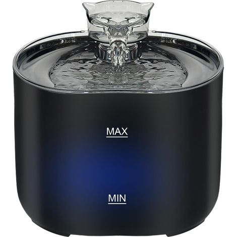Fontaine à eau pour chat : fontaines à eau ultra silencieuses de 2,2 L/74 oz avec bec verseur en forme de chat, fontaine à eau pour animaux avec éclairage LED, fontaines à eau pour chats d'intérieur - (1/4)