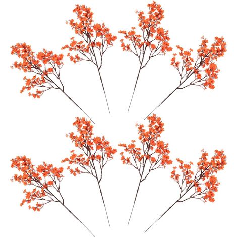 Bouquet de Gypsophile Artificiel Réaliste Orange sans Entretien en PP et Tissu 8 Pièces pour Décoration Intérieure, pour Café ou de Fenêtre (1/5)