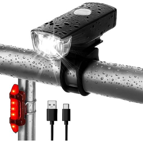 APEX Lumière Vélo Avant et Arrière Rechargeable USB - LED 400 Lumens, 7 Modes d'Éclairage puissants, Sécurité et Visibilité la Nuit (1/5)