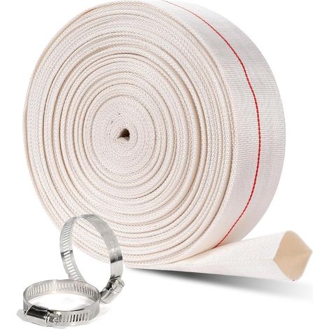 Ø 1 1/2" Tuyau Plat en Textile 10 m × 32mm avec 2 colliers de serrage en acier inoxydable, Tuyau de chantier pour jardin agriculture industrie (1/5)
