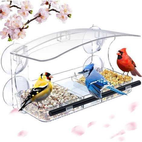 Grande Mangeoire à Oiseaux pour Fenêtre Transparente 26 x 14 x 5,5 cm - Window Bird Feeder - pour Oiseaux Sauvages et Extérieur, Cadeaux Uniques