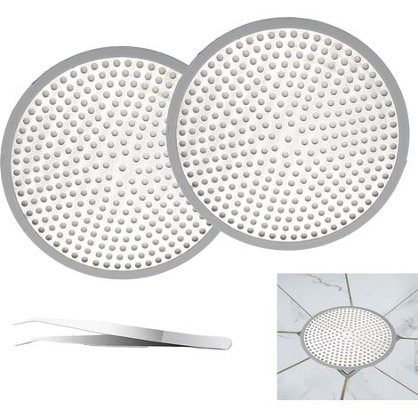 2 Pièces Grille Douche Anti Cheveux, Filtre Cheveux Baignoire avec Pinces, Acier Inoxydable Hair Catcher for Shower, Convient aux Zones D'évacuation des Douches et des Lavabos (1/5)
