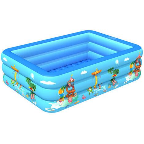 Piscine gonflable de jeu d'eau épaississement pataugeoire familiale pataugeoire rectangulaire pour enfants 120 X 85 X 35 cm bleu (1/2)