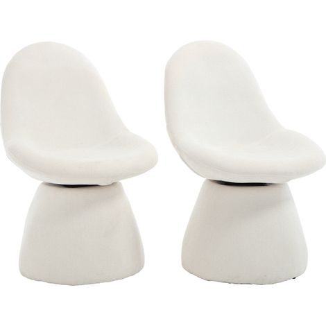 Wahson Dining Chairs Chenille 2Pcs, Swivel Kitchen Chairs Armless for Dining Room Kitchen Lounge Living Room, White