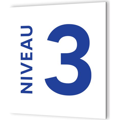 Panneau numéro d'étage - Panneau signalétique Dibond - Blanc et Bleu - 20x20 cm, 3 mm, fixation multiple (1/2)