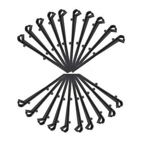 Lot de 20 crochets de fixation pour filet de protection de gouttière en PP, longueur 16 cm, noir (1/5)