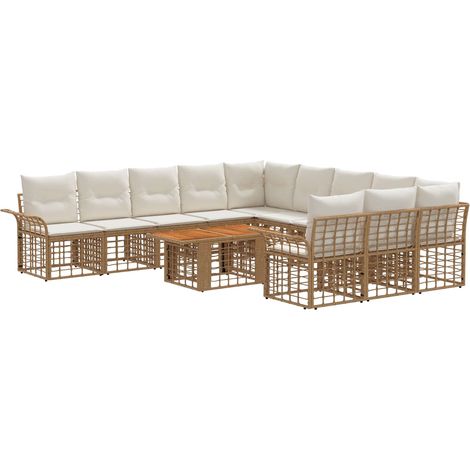 Gartensofa-set 12 stk. Natürlich und Cremweiß Poly-Rattan vidaXL (1/5)