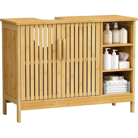 Meuble sous Lavabo Salle de Bain avec 2 Portes, Étagère Réglable 80x30x60cm (1/5)
