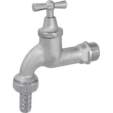 JS Grifo de jardín con racor de manguera de metal, con parte superior de palanca, pesado, 1/2'', cromo mate, 0017281520001