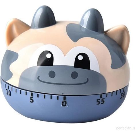 Timer da cucina - Cartone animato - Mucca - Meccanico - 6,5 cm - Ideale per bambini (1/4)