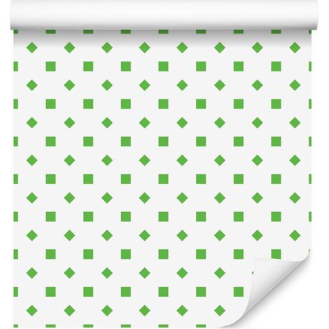 Papel pintado de puntos blancos y menta para salón y dormitorio, 50x1000 cm. (1/5)