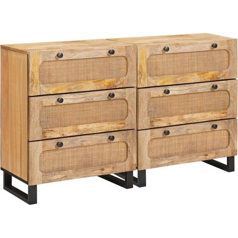 Sideboard 2 pcs Braun 60 x 33 x 75 cm Massivholz Mango vidaXL