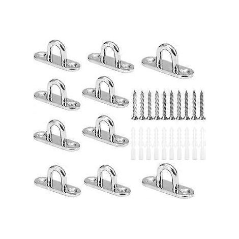 10 Pcs M5 Crochets de Plafond en Forme U Acier Inoxydable 304 Base 15 x 45mm Support Mural Plaques Oeil pour Fixer Les Cordons sur Bateau Yoga ou Sus (1/5)