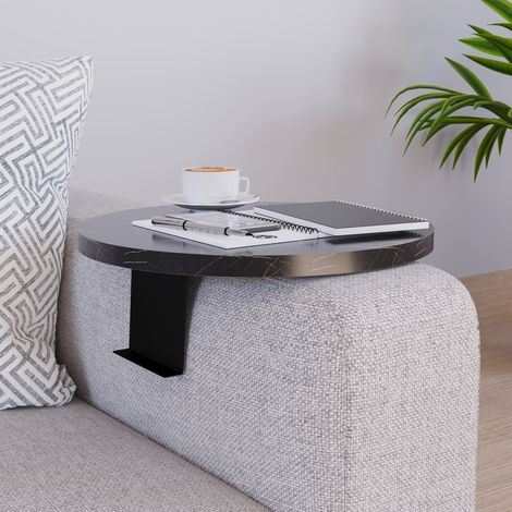 Sofatablett Kuleskyd Ø34cm Marmoroptik, schwarz [en.casa]
