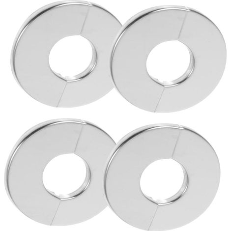 Cache tuyaux décoratifs en acier inoxydable de 22 mm en 4 pièces pour salles de bains et cuisines, avec rabats pour la protection des tuyaux. (1/5)