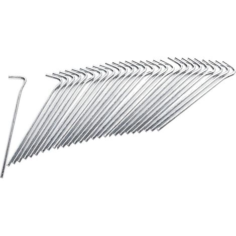 Paquete de 30 estacas para tienda de campaña, acero galvanizado, 4 mm de diámetro, 21 cm de longitud, gancho de 2,5 cm, para camping y jardín. (1/5)