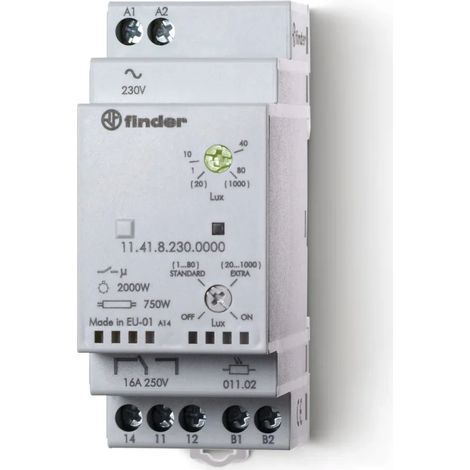 Crépusculaire 1 inverseur 16A 230V AC cellule ronde fournie Hystérésis 0 352862 FINDER 114182300000POS