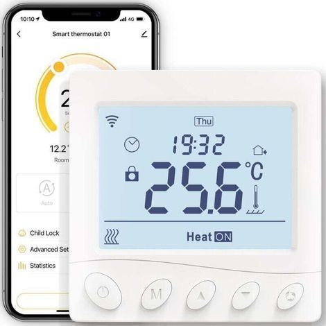 Thermostat Connecté WiFi Chauffage de Chaudière à Gaz, Calendrier et Télécommande sans Hub, Compatible avec Alexa, Google Home 3A,Blanc (1/4)