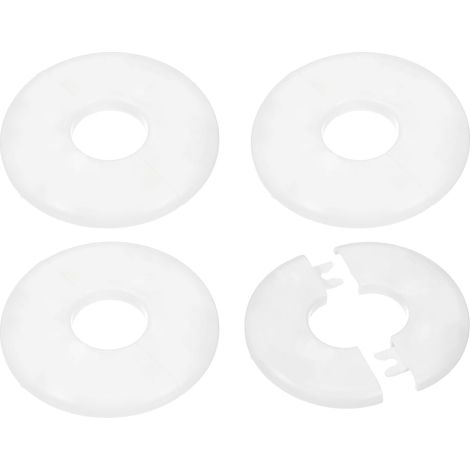Bride de séparation murale 1.1"/28mm, lot de 4, rosace ronde autocollante en ABS pour robinetterie et tuyau d'eau, blanche (1/5)
