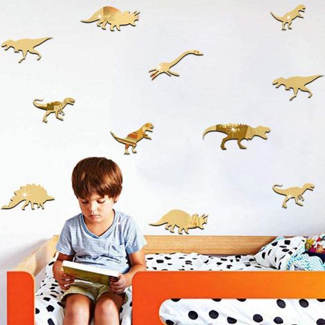 Stickers muraux dinosaures pour chambre ou salon (dorés) (1/2)