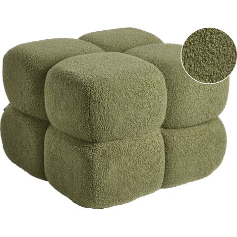 Puf moderno cuadrado decorativo dormitorio sala de estar reposapiés bouclé verde Caliente