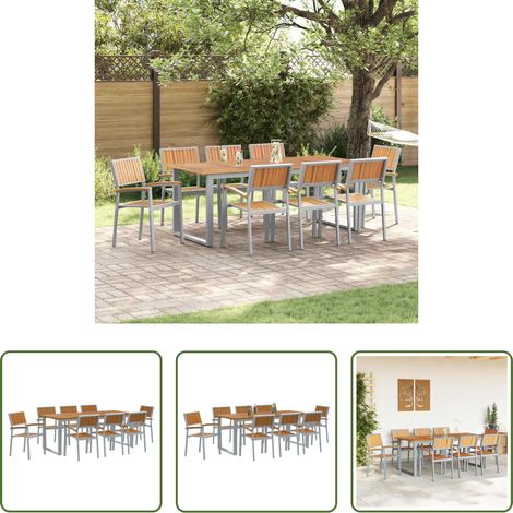 Gartentisch - Garten Essgruppe 9 pcs Grau Massivholz Akazie (1/5)