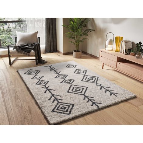 ATTICGO Tapis shaggy ethnique ATLAS 64 Blanc 80x150 cm (1/4)