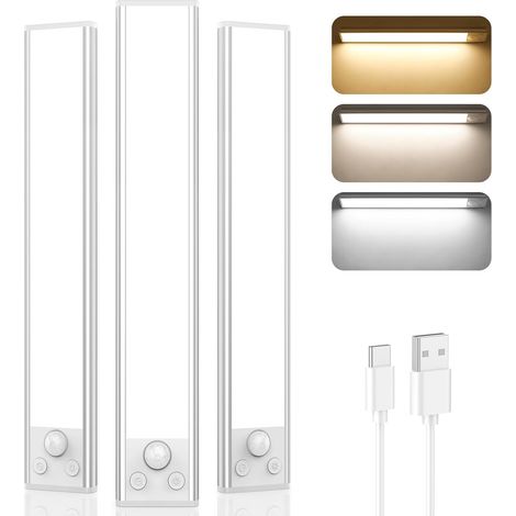 Brightever Unterbauleuchten, 35,5 cm (14 Zoll), wiederaufladbar, batteriebetrieben, mit Bewegungsmelder, 3200 mAh, kabellos, magnetisch, dimmbar, für Küchenschränke, Treppenaufgänge und mehr, 3er-Pack (1/5)