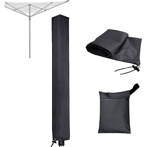 Housse Pour Etendoir Rotatif - Oxford 600D - Impermeable Anti-UV Indechirable - Fermeture Eclair Et Cordon De Serrage - Noir - 165 X 16 X 16 Cm (1/4)